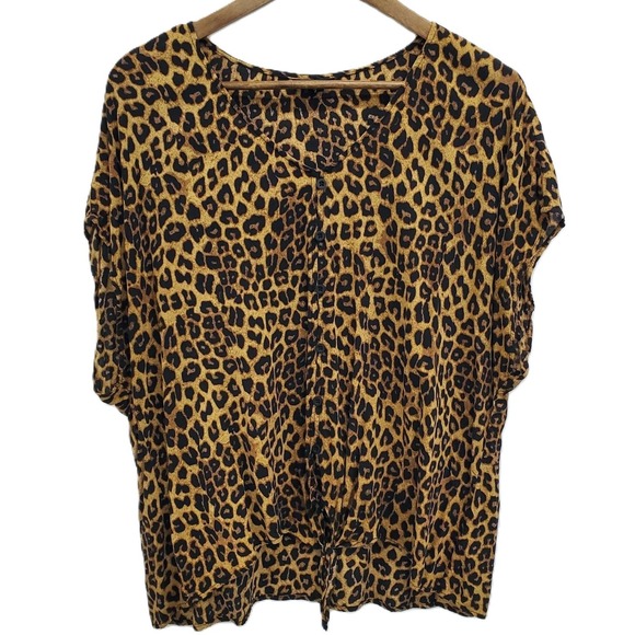 torrid Tops - Torrid Womens 2X Brown Leopard Print Button Front Tie Hem Casual Blouse